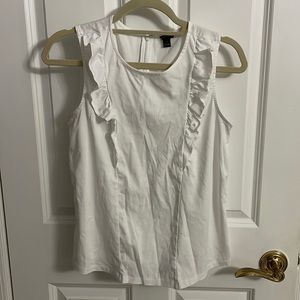 Ann Taylor white sleeveless top with ruffle detail size M
